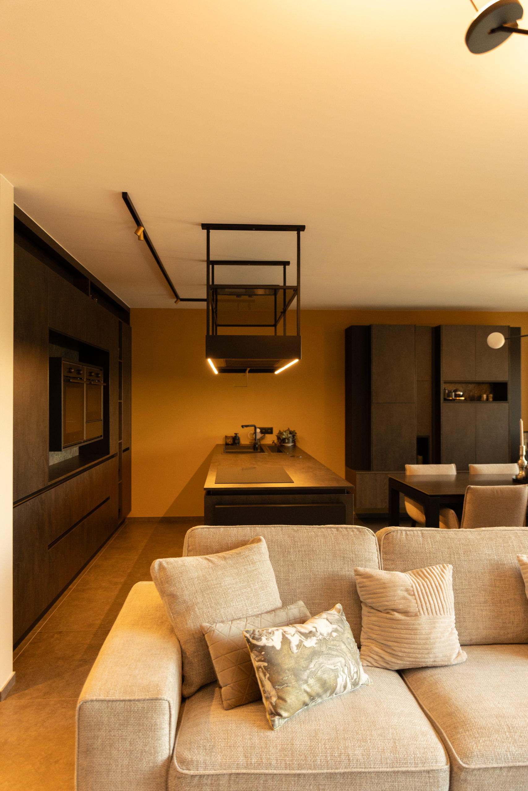 Vue d'ensemble cuisine et espace de vie